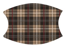 Plaid face mask with adjustable ear loops, made of breathable cotton fabric.