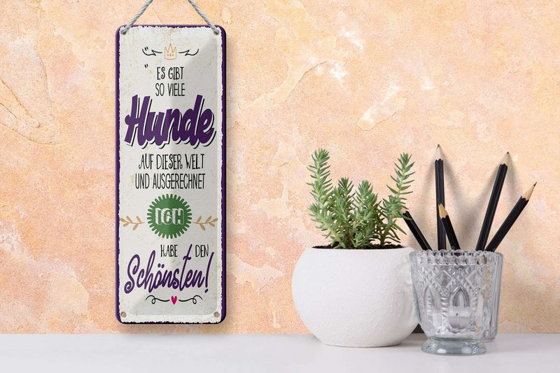 Blechschild Spruch 27x10 cm so viele Hunde ich habe den Schönsten Deko Schild