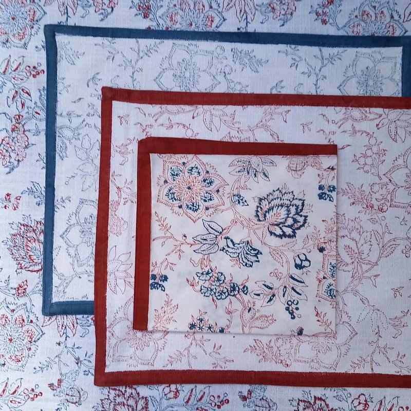 Tovagliolo 'Fiore' Rosso/Blu