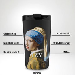 IZY Mug, Girl with the Pearl Earring, 350ml, giftbox - Thermische beker | reisbeker | Afsluitbare mug voor hete of koude dranken | isoleerbeker | Thermos | Mug