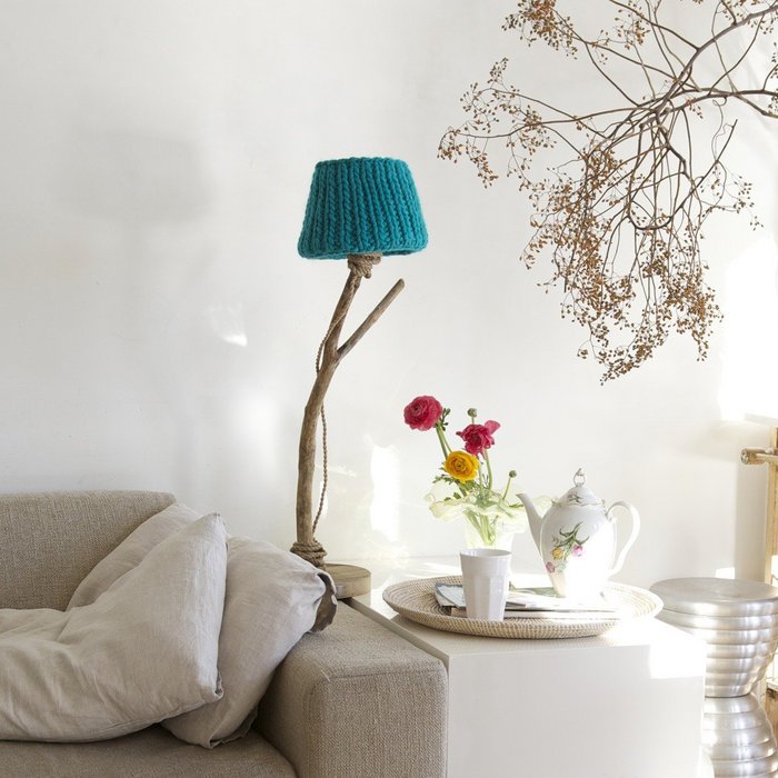 Houten tafellamp aqua