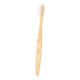 Bamboo toothbrush with natural bristles, eco-friendly and sustainable dental care.