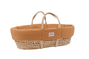 Gepolsterter Moses-Bezug aus Musselin, Kamel