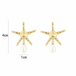 Sea Star Earrings with Pearl JE17218 - Gold