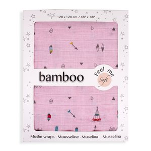 SWADDLE 120 X 120 - BAMBUS - MOD. CABAÑA - ROSA