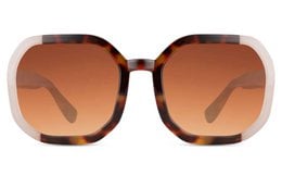 Oversized square tortoiseshell sunglasses with brown gradient lenses, vintage style eyewear