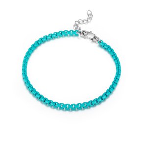 Teal -kettingschakel Anklet met verstelbare gesp.
