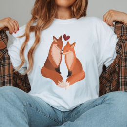 Camiseta Zorros Amor ALGODÓN ORGÁNICO - Camisa Pareja Regalo Zorro