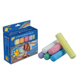 Colorful pack of 12 street chalks for educational and creative play. Includes a variety of vibrant chalk sticks in different colors.