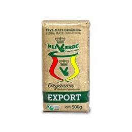 Organic green yerba mate tea in 500g package. Yerba mate is a traditional South American caffeine-rich tea made from the leaves of the Ilex paraguariensis plant.
