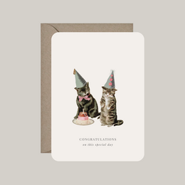  Congratulations greeting card with two gnomes illustration, beige envelope, special day celebration message