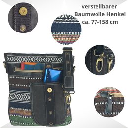Bolso bandolera para mujer Sunsa. Bolso bandolera estilo vintage. Bolso de lona. bolso bandolera pequeño para mujer de tejido estampado marrón