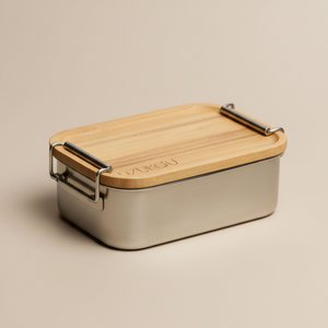 Lunchbox aus Edelstahl mit Bambusdeckel und Trennwand – 800 ml