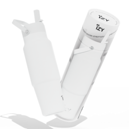  White travel bottle with 900ML capacity. Made of durable plastic material. Ideal for carrying water or other beverages on the go.