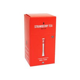  Strawberry tea in a red box. The tea is made from real strawberries and is available in 30 st., 125 pc., and 250 pc. variants.