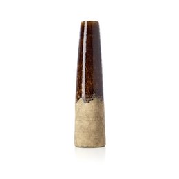 Tall, cylindrical concrete vase in a brown color with a textured, speckled finish.