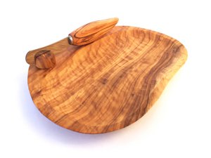 Olijfhouten boterbord met botermes
