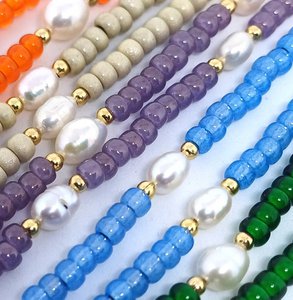 Brillenkoord Miyuki Pearl stainless steel figaro