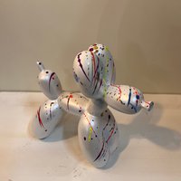 Polyresin balloon dog white splash