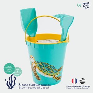 Seaweed-based beach toy, Bucket, Made in France - TURTLE