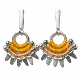 CONCEPCIÓN yellow mustard and silver statement earrings