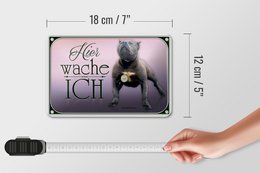 Tin sign dog 18x12cm Pit Bull Terrier here I guard decoration