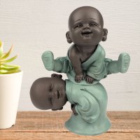 Statuette 2 Bonzes Jump - Zen und Feng Shui Dekoration - Um eine entspannende und spirituelle Atmosphäre zu schaffen - Glückliche Geschenkidee