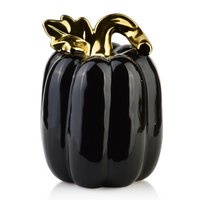 MAVE Kürbisfigur mit Blatt 10,5x10,3x13,8cm schwarz