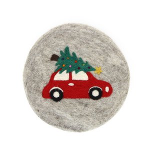 Onderzetters KERSTWAGEN, vilt