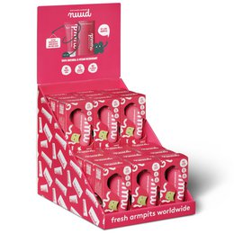  Display Starter Pack - Deodorants. A display pack containing multiple deodorant products in a red and white color scheme with graphics and text highlighting the product features.