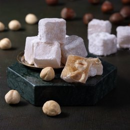 Turkish delight classic nuts, a gummy confection made with nuts and sugar.