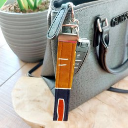 Afrikansk print og læder nøglering | Armbånd | Nøgle holder