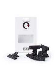 Set of 6 medium-sized black paper clips. The clips have a simple, minimalist design and are made of durable plastic material.