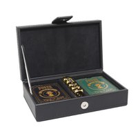 2 poker games and 5 golden dice briefs in black faux leather