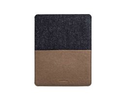  Felt wool iPad sleeve, dark grey stone grey, two-tone color block design, soft material protection tablet case.