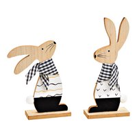 Hase aus Holz Weiß, schwarz 2-fach, (B/H/T) 10x22x4cm 15x18x4cm