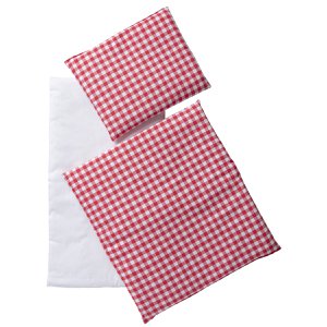 Van Dijk Spielzeug Bettdecke Rot/Weiß kariert 3 -Stück - Rot