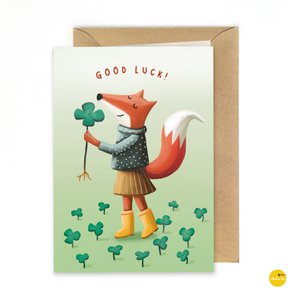 Greeting card little fox good luck - success