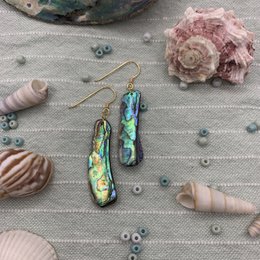 Skal øreringe | guld (Abalone/Paua) håndlavede Mother of Pearl ocean smykker