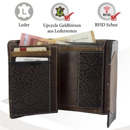 Sunsa damesportemonnee. Leren portemonnee. Portemonnee met RFID-bescherming. Portemonnee gemaakt van overgebleven leer. middelgrote portemonnee voor dames met veel creditcardvakjes - portemonnee voor dames, cadeau-idee