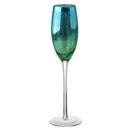 Set of 2 Champagne Flutes - Peacock