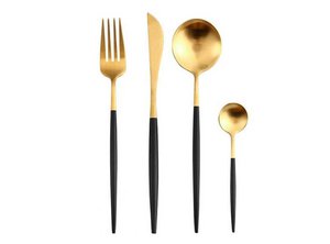 Cutlery gold black matte 16 pieces