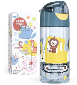 Children's water bottle, lightweight water bottle - excavator & monkey