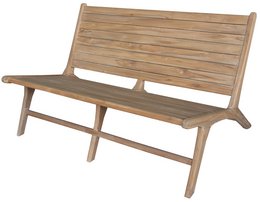 Wooden bench with natural brown finish, measuring 120 x 81 x 67 cm. Suitable for indoor or outdoor use.