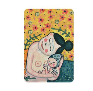 Duurzame Eco Moeder en Kind Felicitatie kaart voor Geboorte baby | Gustav Klimt Interpretatie