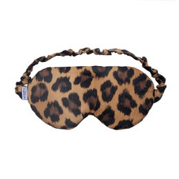Leopard print heated eye mask for relaxation and spa-like experience.