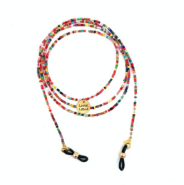  Colorful beaded glasses cord, handmade in Nepal, with a length of 95cm. The cord features a variety of multi-colored glass beads in a unique and vibrant design.