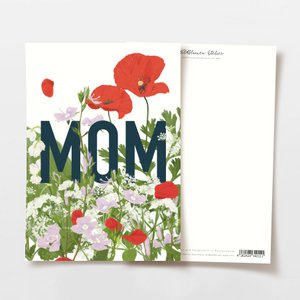 Mother's Day card MOM with red and light purple flowers, FSC certified
