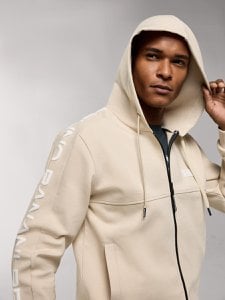 bruno banani men's hooded jacket with printed sleeves