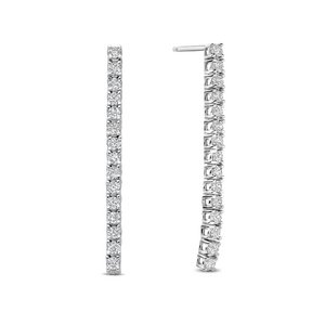 New Bling 9NB-1280 Silver Earrings with Zirconia Stones - 35x2mm - Earrings - Zirconia - Rhodium - Silver